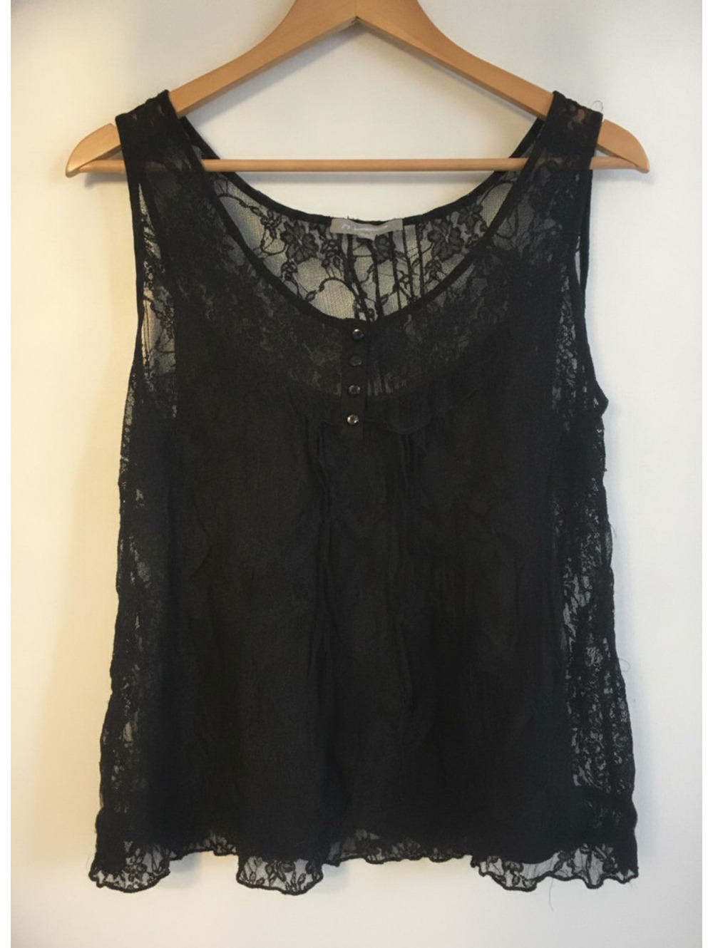 NY Collection Black Lace Sleeveless Blouse XL